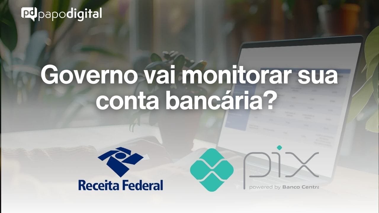 Imagem representando finanças pessoais e empresariais, com um destaque para ícones de Pix e cartão de crédito, ilustrando as novas regras da Receita Federal para 2025 e seus impactos em MEIs e pessoas físicas.